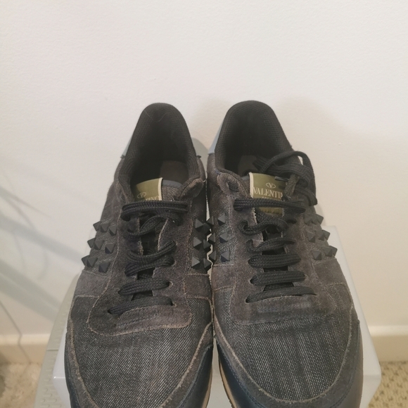 Valentino navy blue denim and leather Rockstead sneakers European s10 - Picture 9 of 12